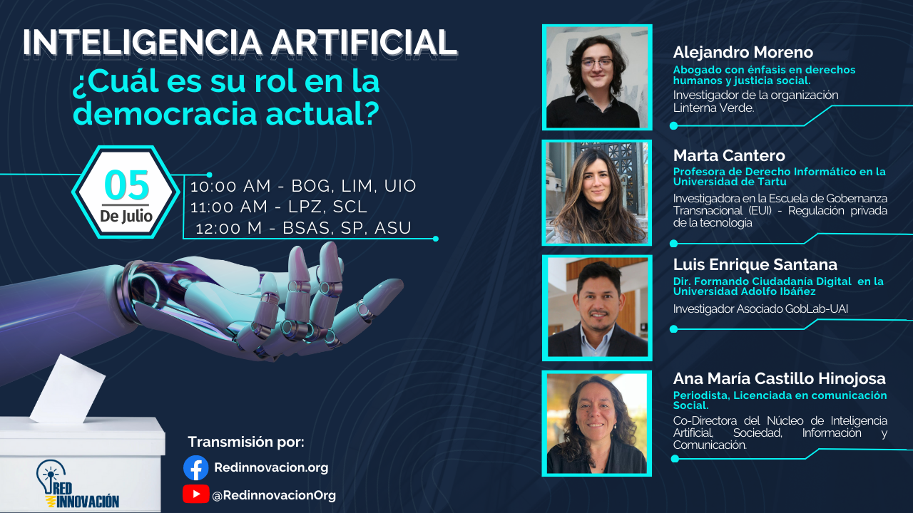 CONVERSATORIO VIRTUAL: INTELIGENCIA ARTIFICIAL ¿Cuál es su rol en la democracia actual?